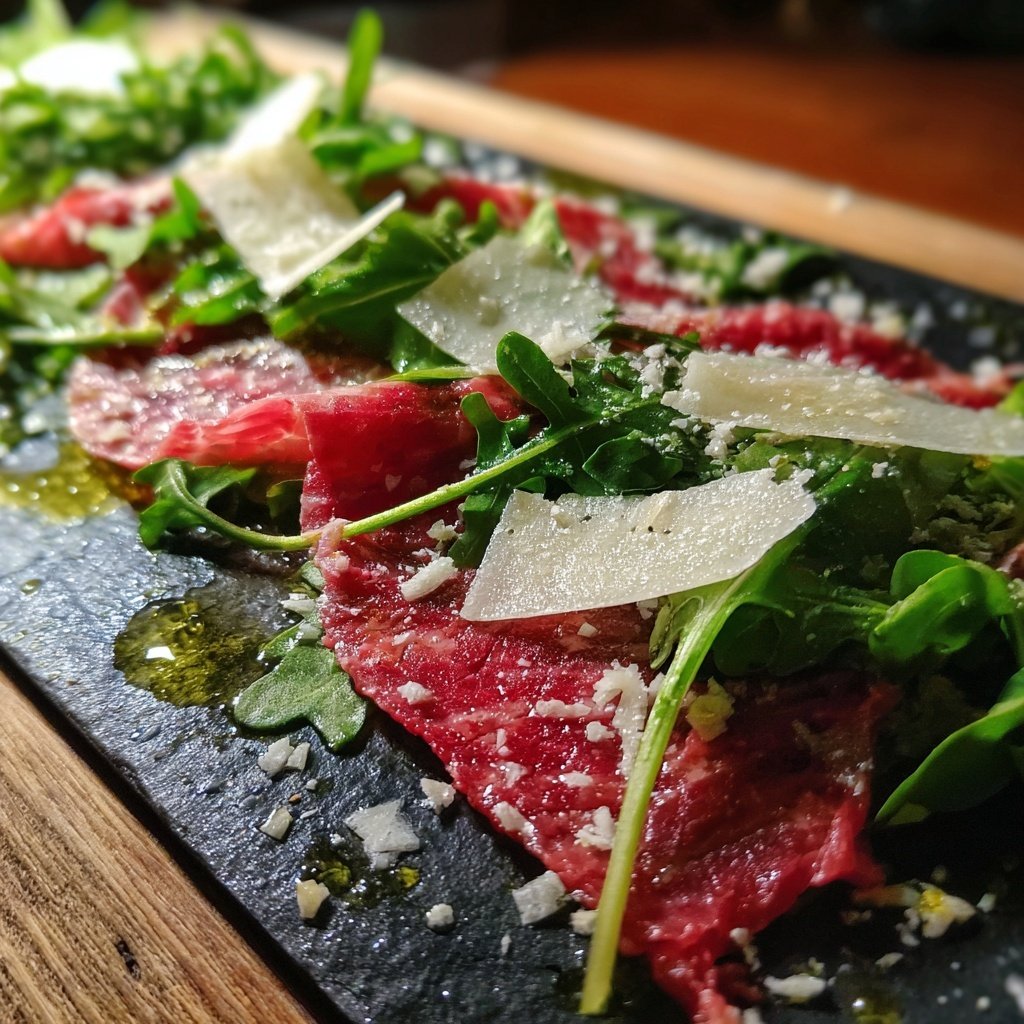 Carpaccio vom Rind mit Parmesan und Rucola