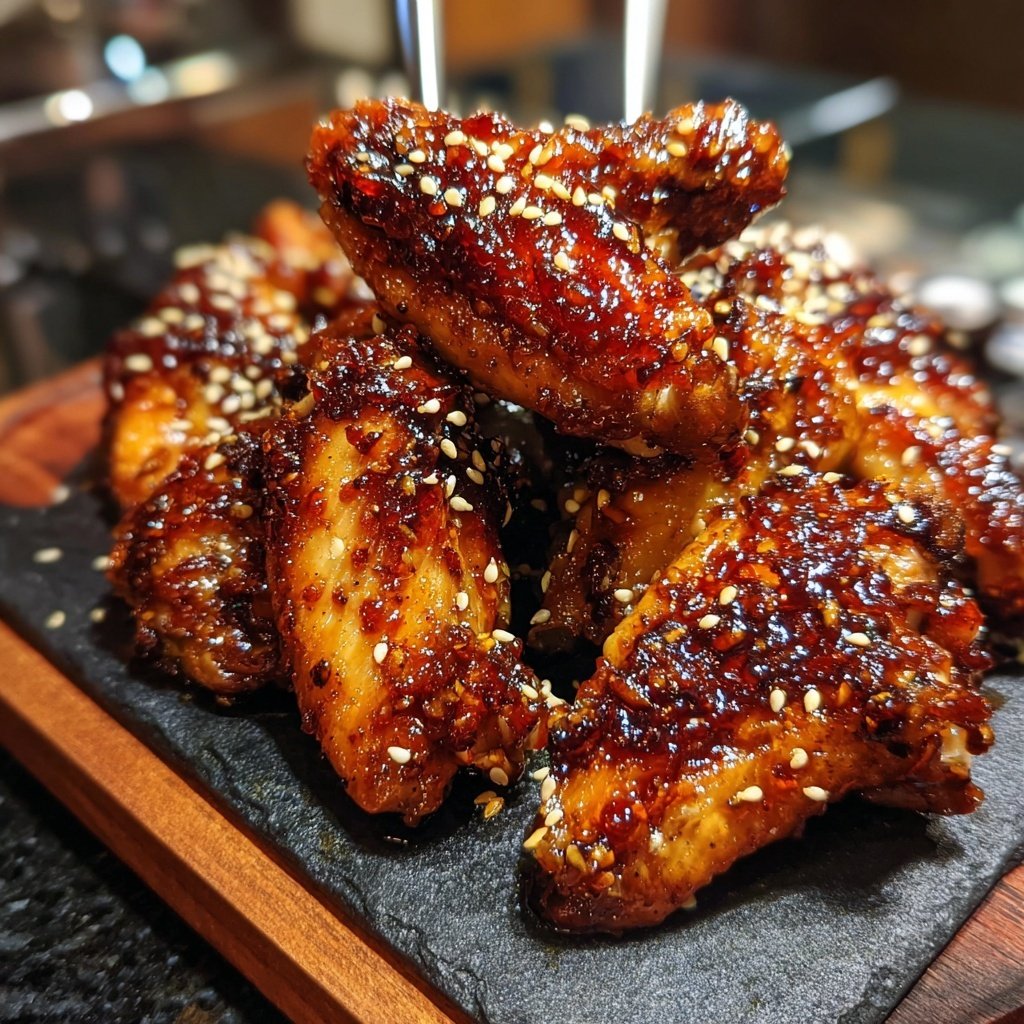 Tamarinde glasiertes Hähnchen Wings Sesam