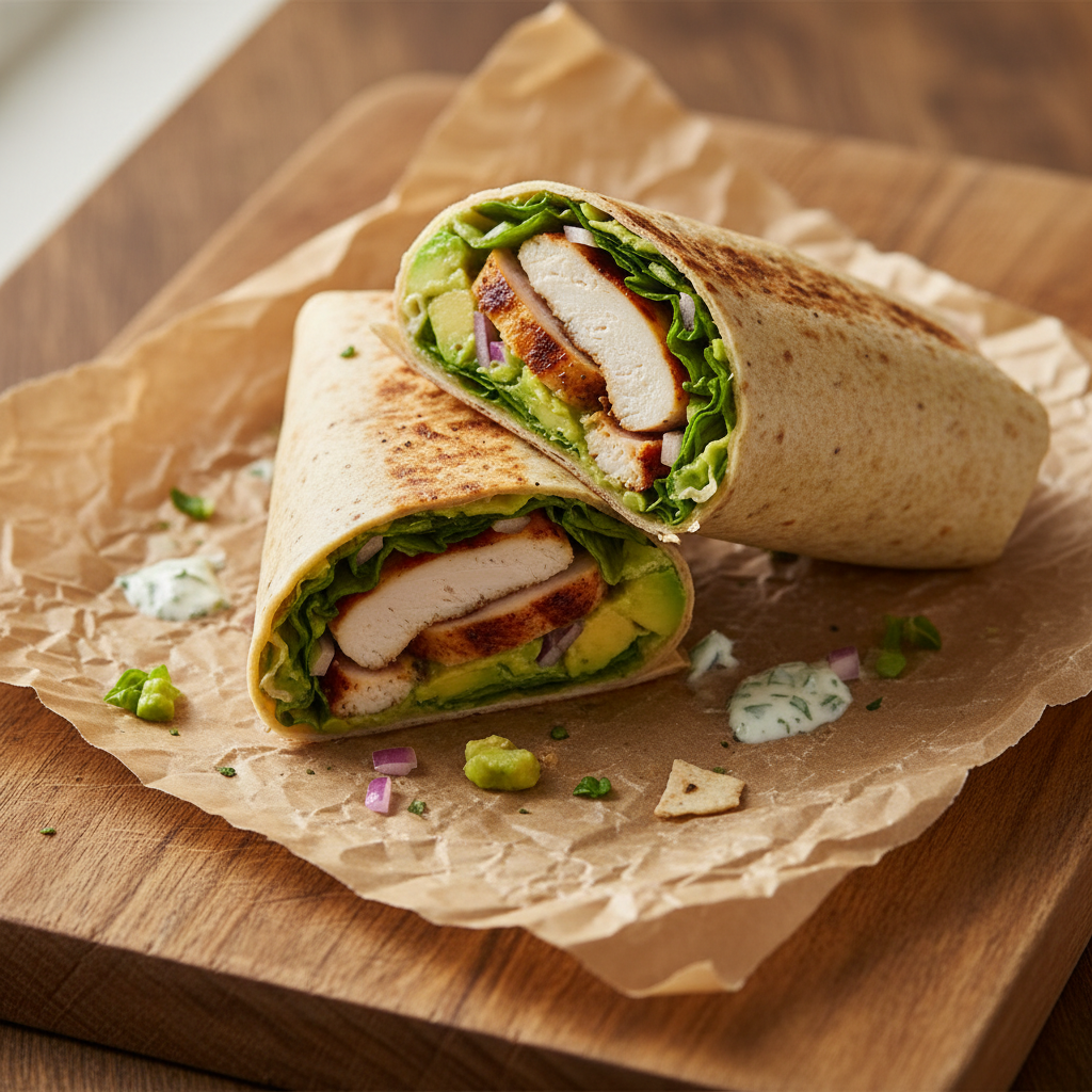 Gegrillter Hähnchen Avocado Wrap