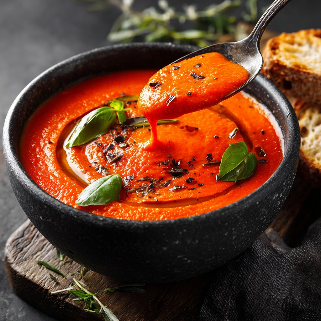 Geröstete Rote Paprika Suppe cremig