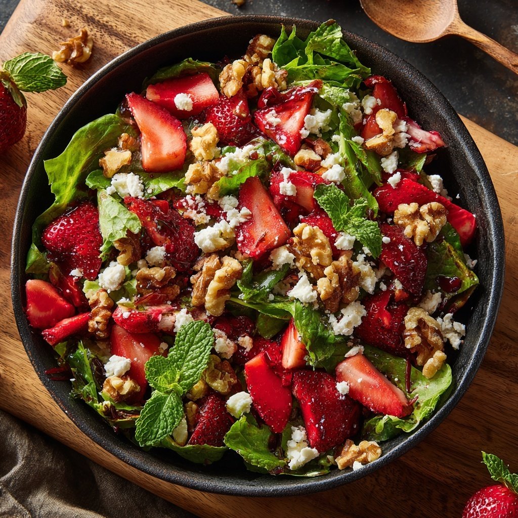 Erdbeer-Walnuss-Salat mit Käse