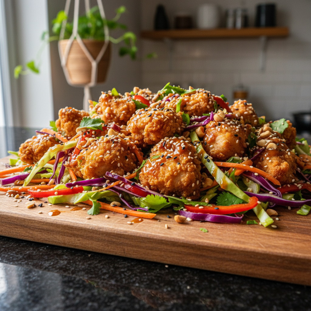 Knuspriger Asiatischer Hähnchen Salat