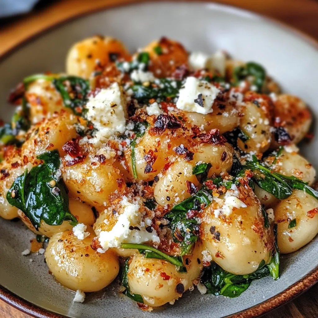 Cremige Gnocchi mit Spinat und Feta
