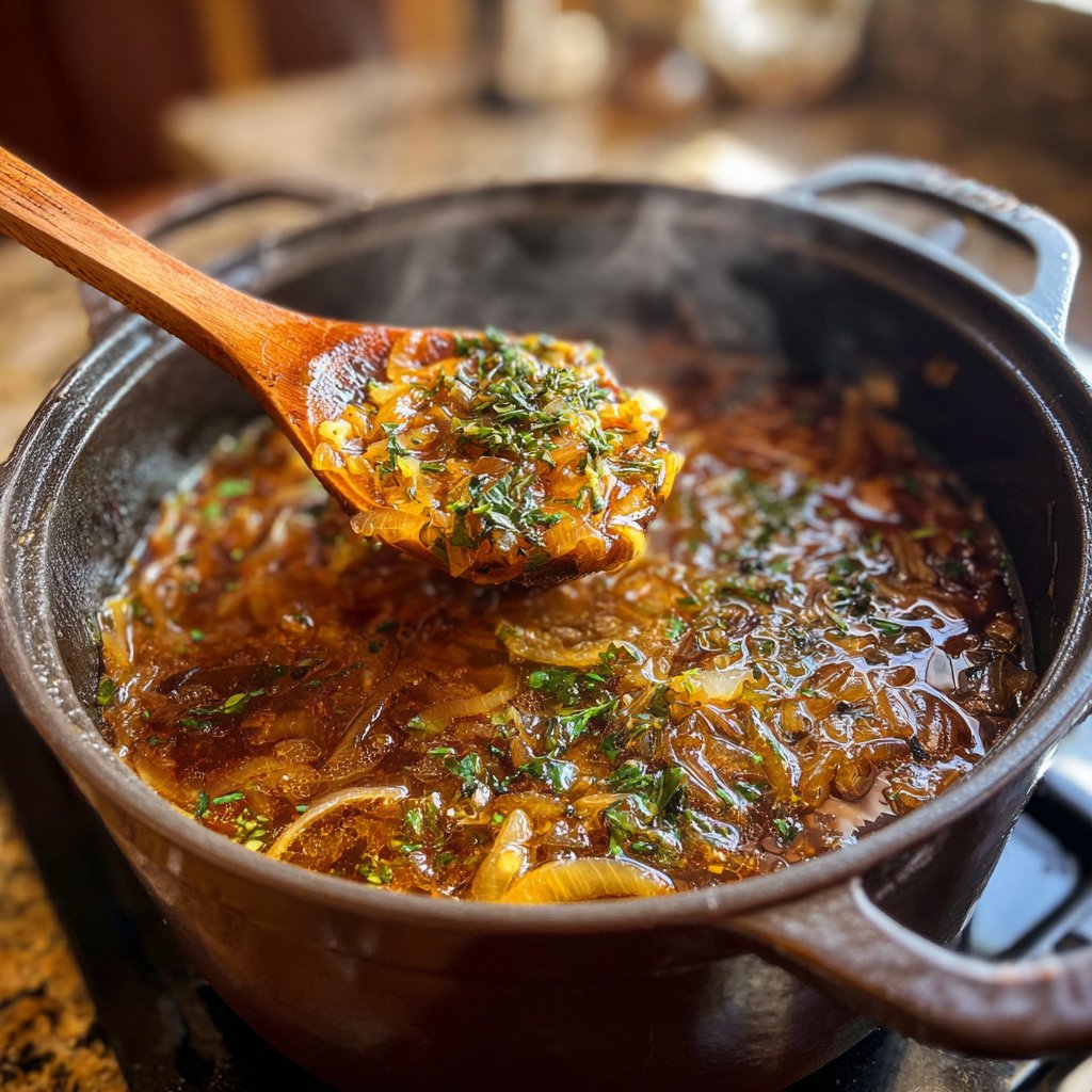 Zwiebelkochen mit warmen Gewürzen