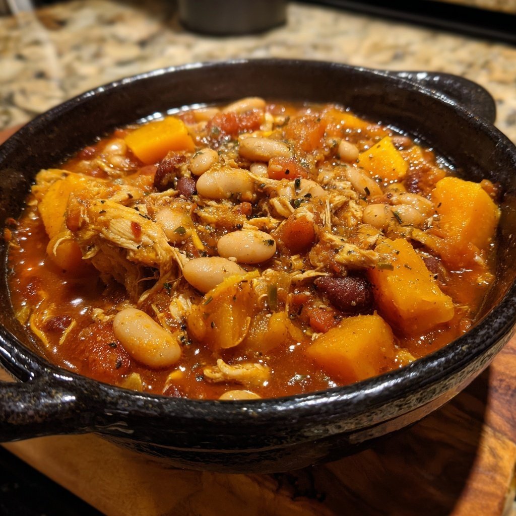 Weiße Bohnen Kürbis Pute Chili