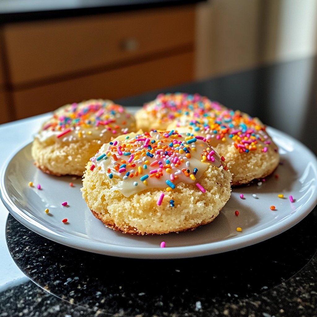 Zarte Butterplätzchen mit bunten Streuseln