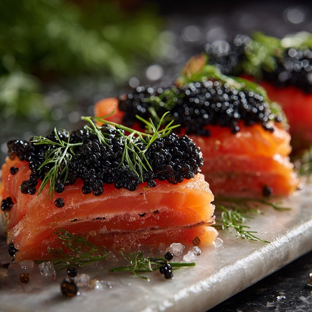 Lachs mit Kaviar und Dill