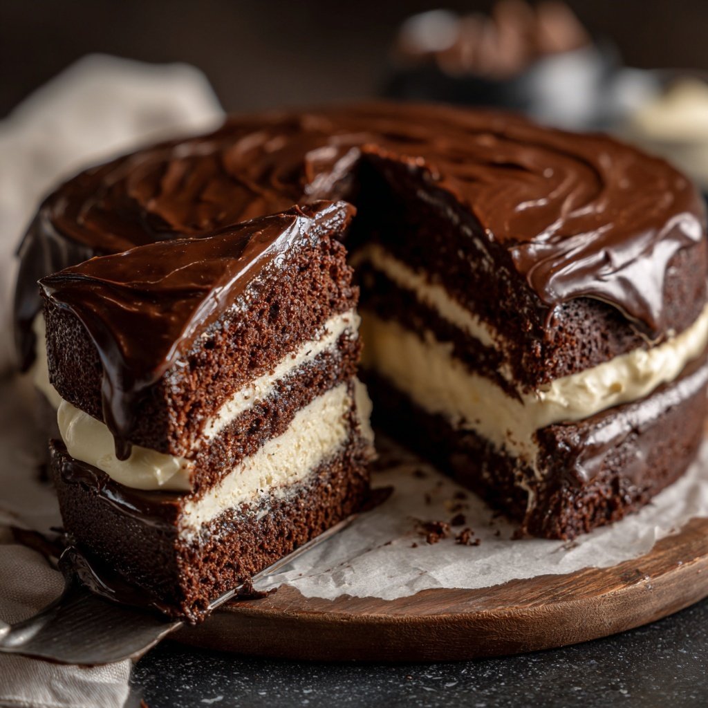 Schokoladenschichtkuchen mit Vanille