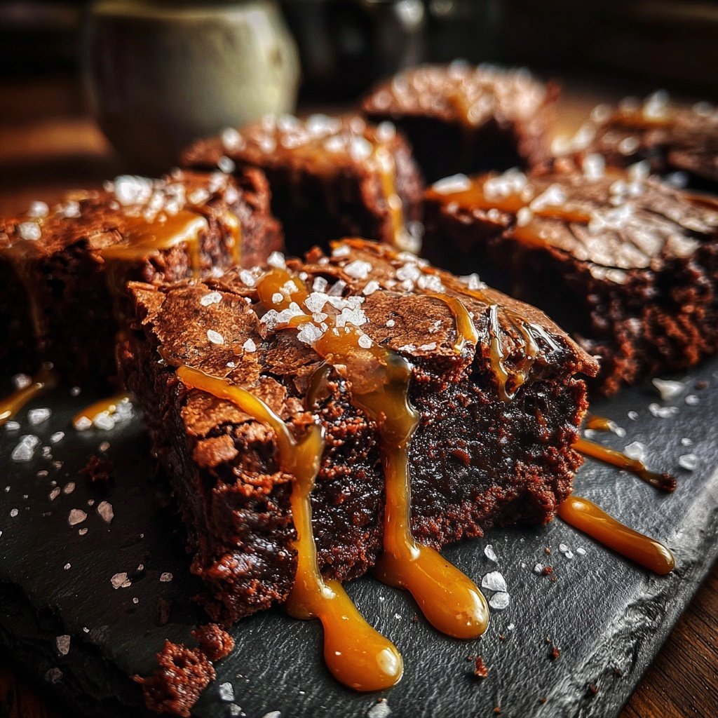 Schokoladen Brownies mit gesalzenem Karamell