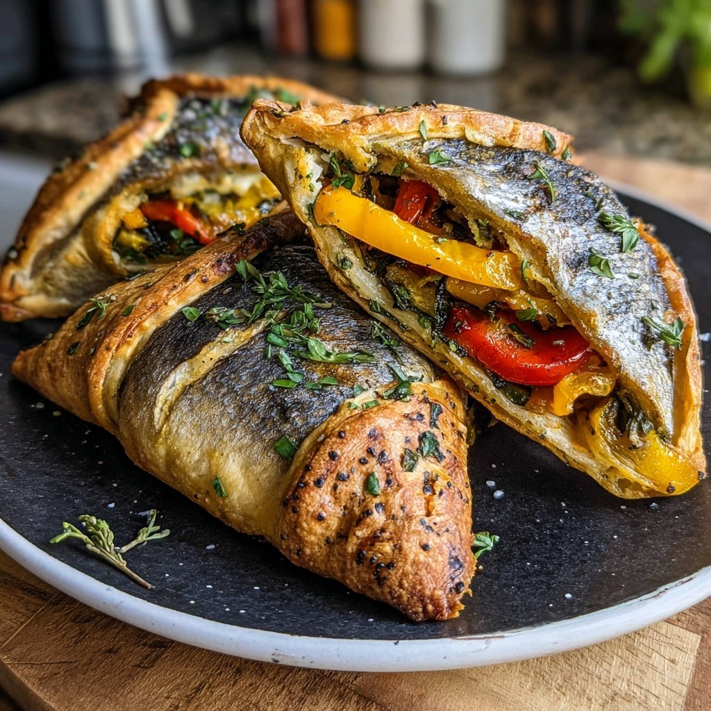 Gegrillte Fisch Gemüse Päckchen