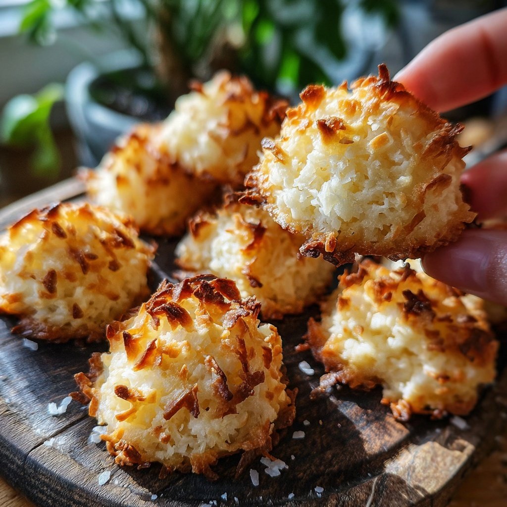 Kokosmakronen mit knusprigen Spitzen vom Blech​