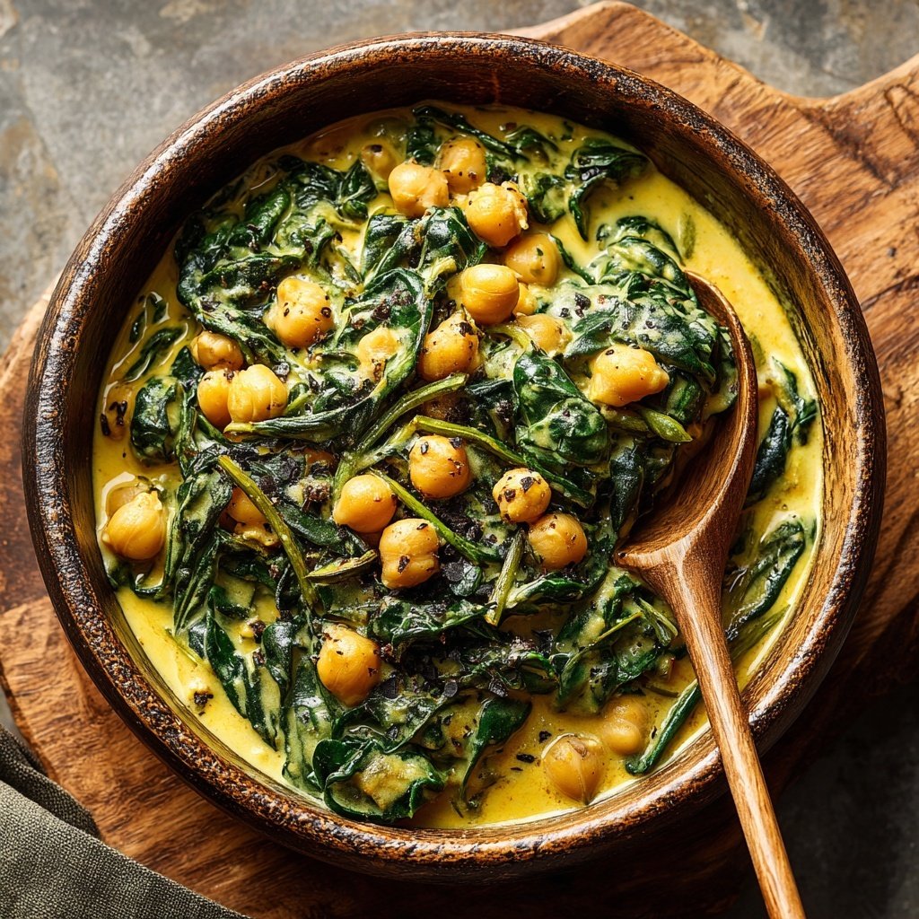 Kichererbsen Spinat Eintopf Bowl