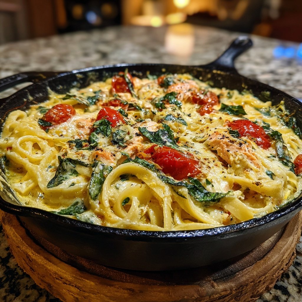 Gebackene Feta-Lachs-Pasta