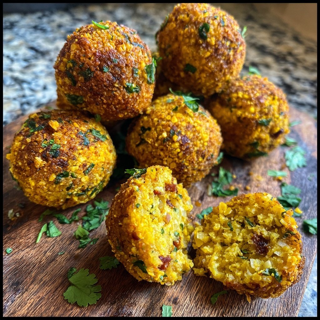 Curry-Blumenkohl-Reisbällchen