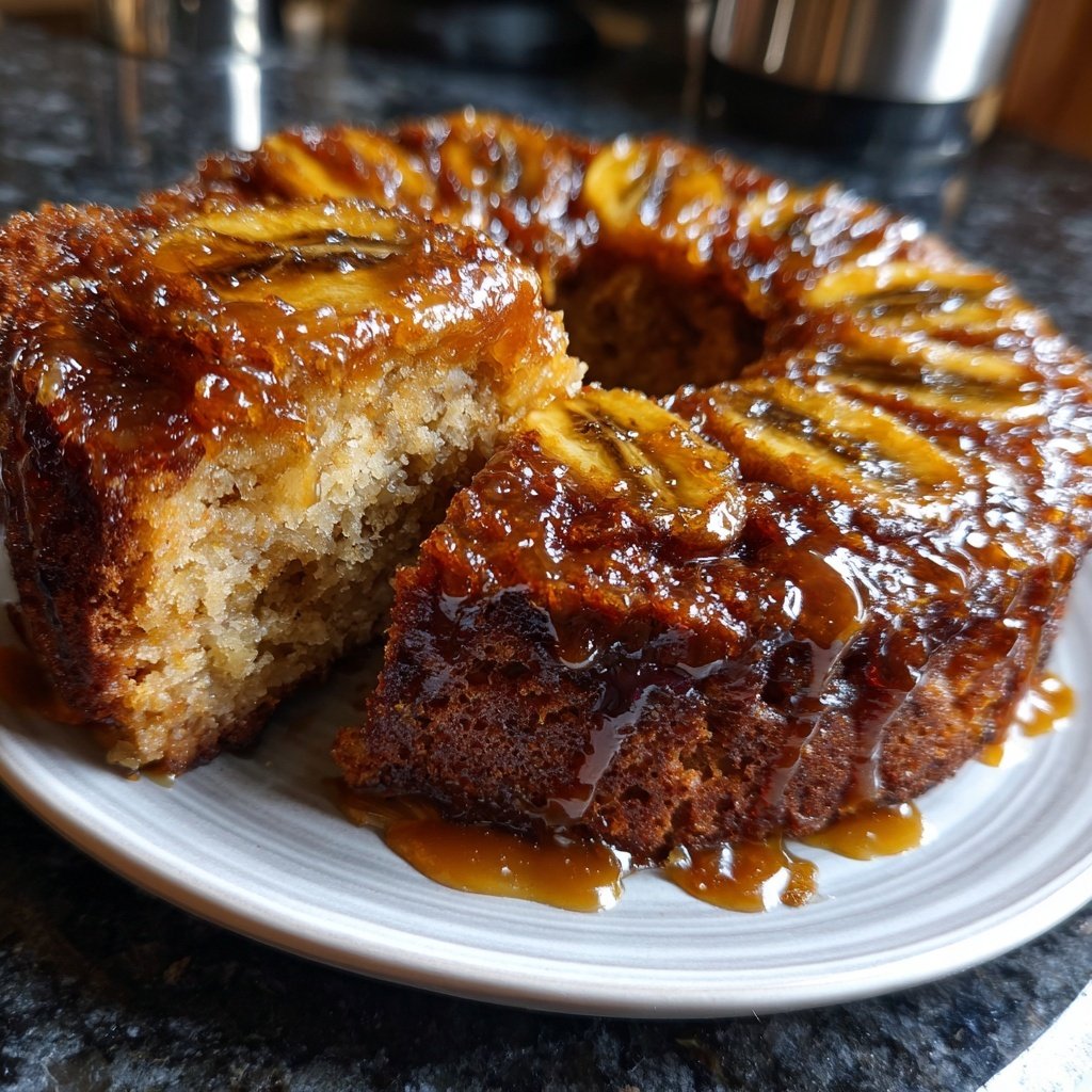 Gestürzter Bananenkuchen