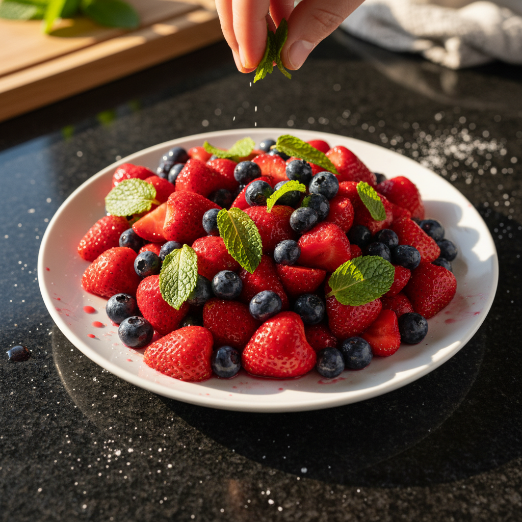 Gemischter Beeren Minz Salat