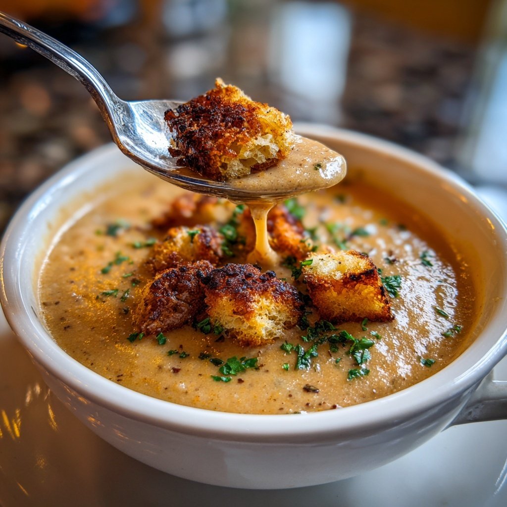 Cremige Maronensuppe mit knusprigen Croûtons​