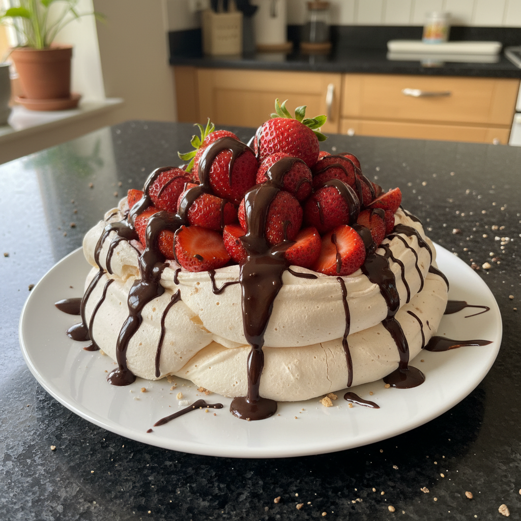 Atemberaubende Erdbeer Schokoladen Pavlova