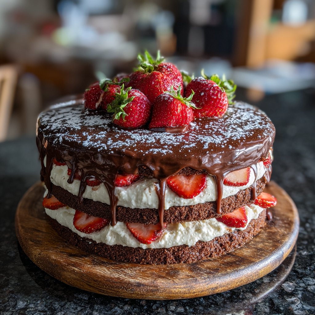 Ohne Backen Schokolade Erdbeer Torte