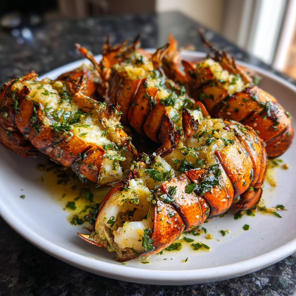 Gegrillte Hummerschwänze Knoblauch Kraut
